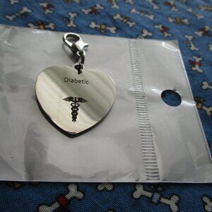 Heart Shaped Stainless Steel Medical ID Keychain Emergency Health Alert Diabetes